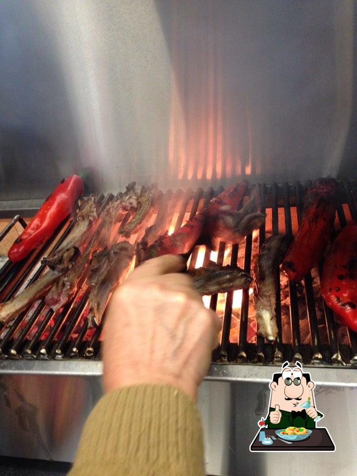 Meat in flame